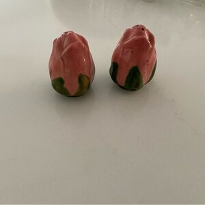 Vtg. Desert Rose Pink Rosebud Hand Painted Franciscan Ware Salt/ Pepper Shakers